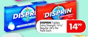 Disprin Tablets Extra Strength-16's/Regular 24's Per Pack Each