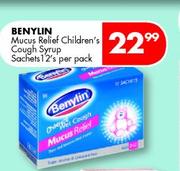 Benylin Mucus Relief Children's Cough Syrup Sachets-12's Per Pack