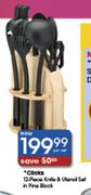 Clicks 12 Piece Knife & Utensil Set In Pine Block