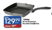 Clicks 24cm Aluminium Non-Stick Griddle Pan-Each