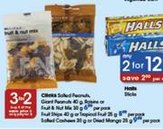 Clicks Salted Peanuts,Giant Peanuts-40g,Raisins Or Fruit & Nut Mix-30g Per Pack