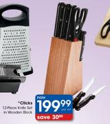 Clicks 12-Piece Knife Set In Wooden Block-Per Set