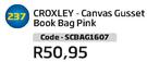 Croxley Canvas Gusset Book Bag Pink SCBAG1607