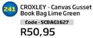 Croxley Canvas Gusset Book Bag Green SCBAG1627