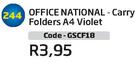 Office National Carry Folders A4 Violet GSCF18