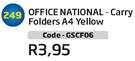 Office National Carry Folders A4 Yellow GSCF06