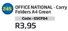 Office National Carry Folders A4 Green GSCF04