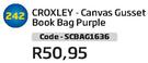 Croxley Canvas Gusset Book Bag Purple SCBAG1636