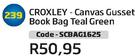 Croxley Canvas Gusset Book Bag Teal Green SCBAG1625