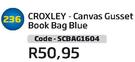Croxley Canvas Gusset Book Bag Blue SCBAG1604