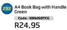 A4 Book Bag With Handle Green KNW68TCG