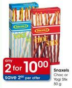 Snaxels Choc or Yogi Stix-2x50gm