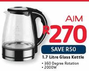 AIM 1.7Ltr Glass Kettle-Each