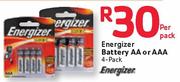 Energizer Battery AA Or AAA 4-Pack