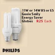 Philips 11W Or 14W BS Or ES Genie Smily Energy Saver Globes