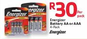  Energizer Battery AA Or AAA 4-Pack