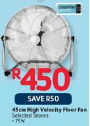 45cm High Velocity Floor Fan 75W