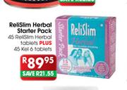 Relislim Herbal Starter Pack-45 Relislim Herbal Tablets + 45 Kel 6 Tablets