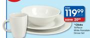 Clicks 16-Piece White Porcelain Dinner Set-Per Set