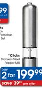 Clicks Stainless Steel Pepper Mill-2Nos Set