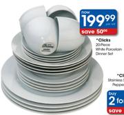 Clicks 20-Piece White Porcelain Dinner Set-Per Set