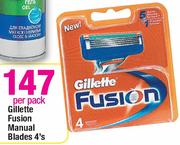 Gillette Fusion Manual Blades-4's Per Pack
