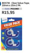 Bostik-Clear Value Tape-18mm x 20m 2 Pk (PS11082)
