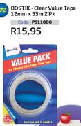 Bostik-Clear Value Tape-12mm x 33m 2Pk (PS11080)