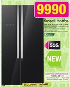 Russell Hobbs 516Ltr Black Glass Side By Side Fridge/Freezer FRIDGE RHFR72