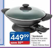 Kambrook 2200 Watt Non-Stick Electric Wok-Each