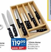 Clicks Home Knife & Cutlery Set In Wooden Tray-12-piece Per Set