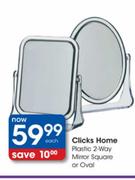 Clicks Home Plastic 2-Way Mirror Square Or Oval-Each