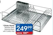 Clicks Home Stainless Steel Draining Rack With Cutlery Tray-Per Set