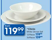 Clicks White Dinner Set-12 Piece