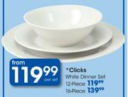 Clicks White Dinner Set-16 Piece