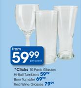 Clicks Hi-Ball Tumblers Glasses-10 Pack