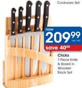 Clicks 7-Piece Knife & Board In Wooden Black Set-Per Set