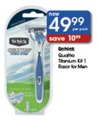 Schick Quantro Titanium Kit 1 Razor for Men-Per Pack