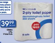 Clicks 2-Ply 9 Toilet Rolls-Per Pack