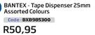 Bantex Tape Dispenser-25mm Assorted Colours (BXB985300)
