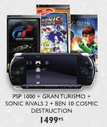 PSP 1000 Plus Gran Turismo Plus Sonic Rivals 2 & Ben 10 Cosmic Destruction