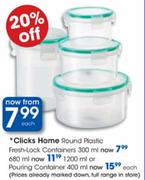 Clicks Home Round Plastic Fresh-Lock Containers-300ml
