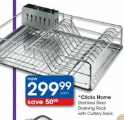 Clicks Home Stainless Steel Draining Rack With Cutlery Rack