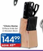 Clicks Home Knife Set In Wooden Block-12pcs