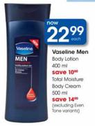 Vaseline Men Body Lotion-400ml/Total Moisture Body Cream-500ml Each