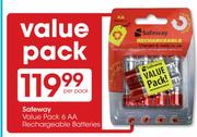 Safeway 6-Pack Rechargeable Batteries AA-Per Pack