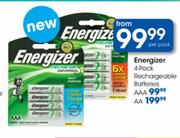Energizer 4-Pack Rechargeable Batteries AA-Per Pack
