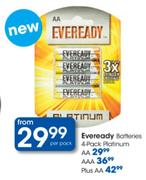 Eveready Plus AA 4 Pack Platinum Batteries - Per Pack