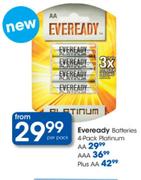 Eveready AAA 4 Pack Platinum Batteries - Per Pack