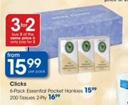 Clicks Essential Pocket Hankies-6 Pack